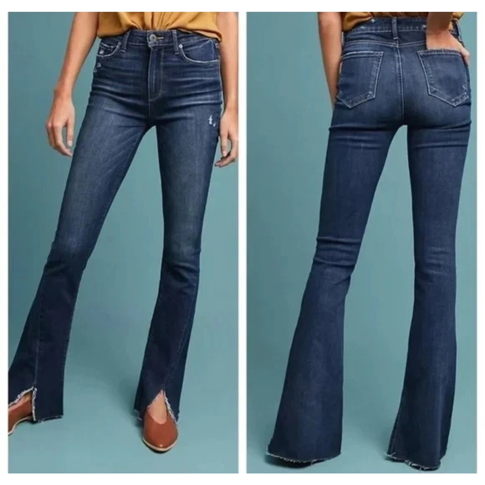 Paige Jeans Womens High Rise Lou Lou Flare Leg Medium Wash Denim Size 28